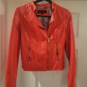 Red Pleather Bomber Jacket